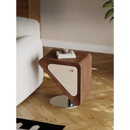 Modern Wooden Side Table with Upholstered Detail