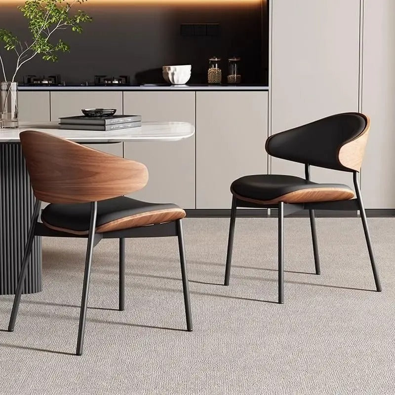 Modern Upholstered Dining Chair with Curved Back