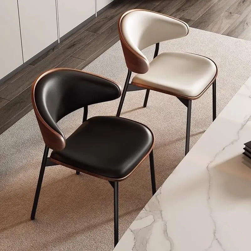 Modern Upholstered Dining Chair with Curved Back