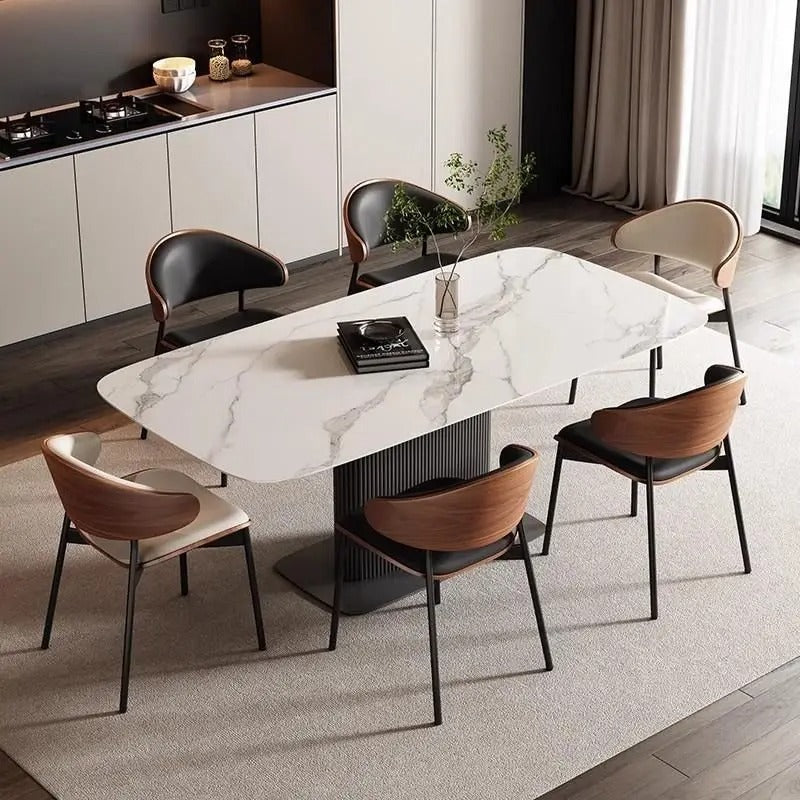 Modern Upholstered Dining Chair with Curved Back